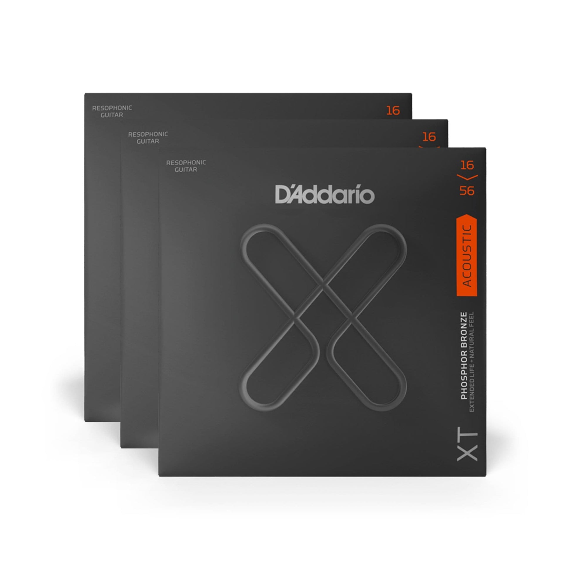 D'addario XT Phosphor Bronze Resophonic Acoustic Guitar Strings Medium 16-56 3 Pack Bundle Accessories / Strings / Guitar Strings