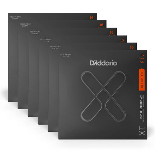 D'addario XT Phosphor Bronze Resophonic Acoustic Guitar Strings Medium 16-56 6 Pack Bundle Accessories / Strings / Guitar Strings