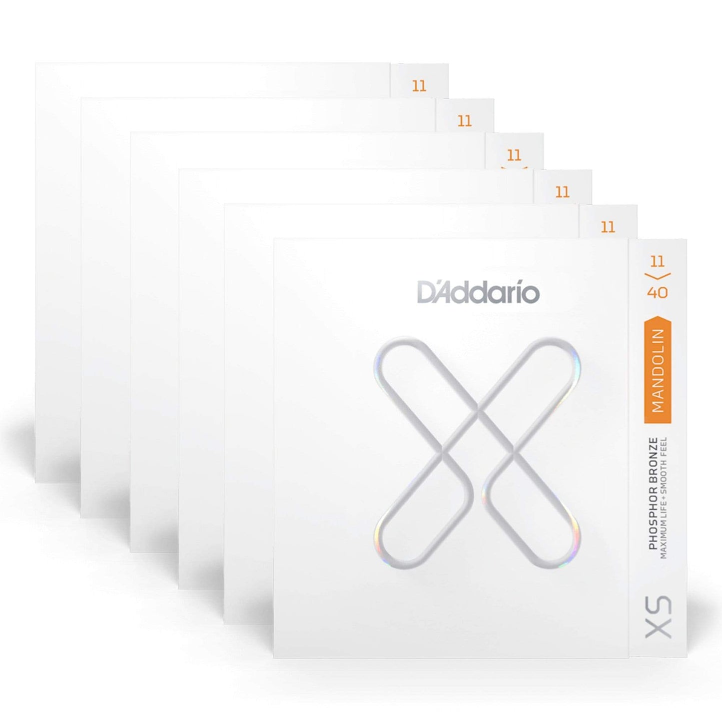 D'Addario XS Coated Mandolin Phosphor Bronze Medium 11-40 6 Pack Bundle Accessories / Strings / Mandolin Strings