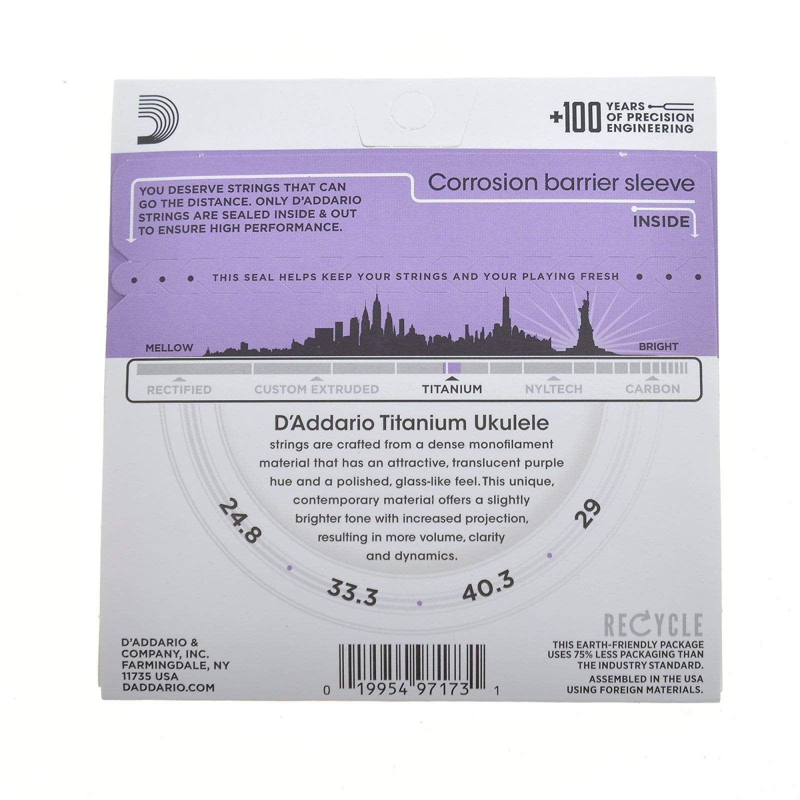 D'Addario EJ87C Pro-Arte Titanium Ukulele Strings Concert Accessories / Strings / Ukulele Strings