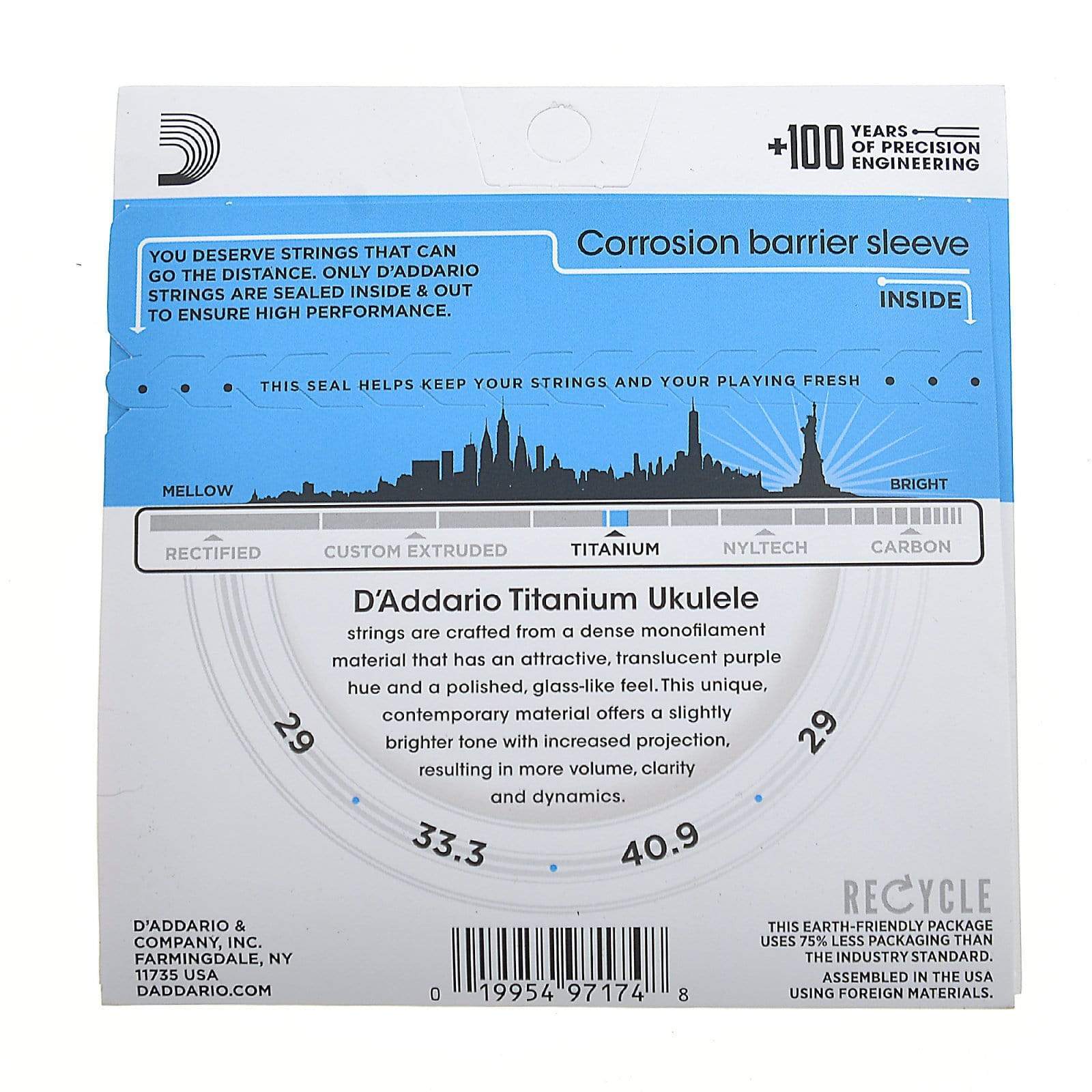D Addario EJ87T Pro Arte Titanium Ukulele Strings Tenor Chicago Music d-addario-ej87t-pro-arte-titanium-ukulele-strings-tenor-chicago-music