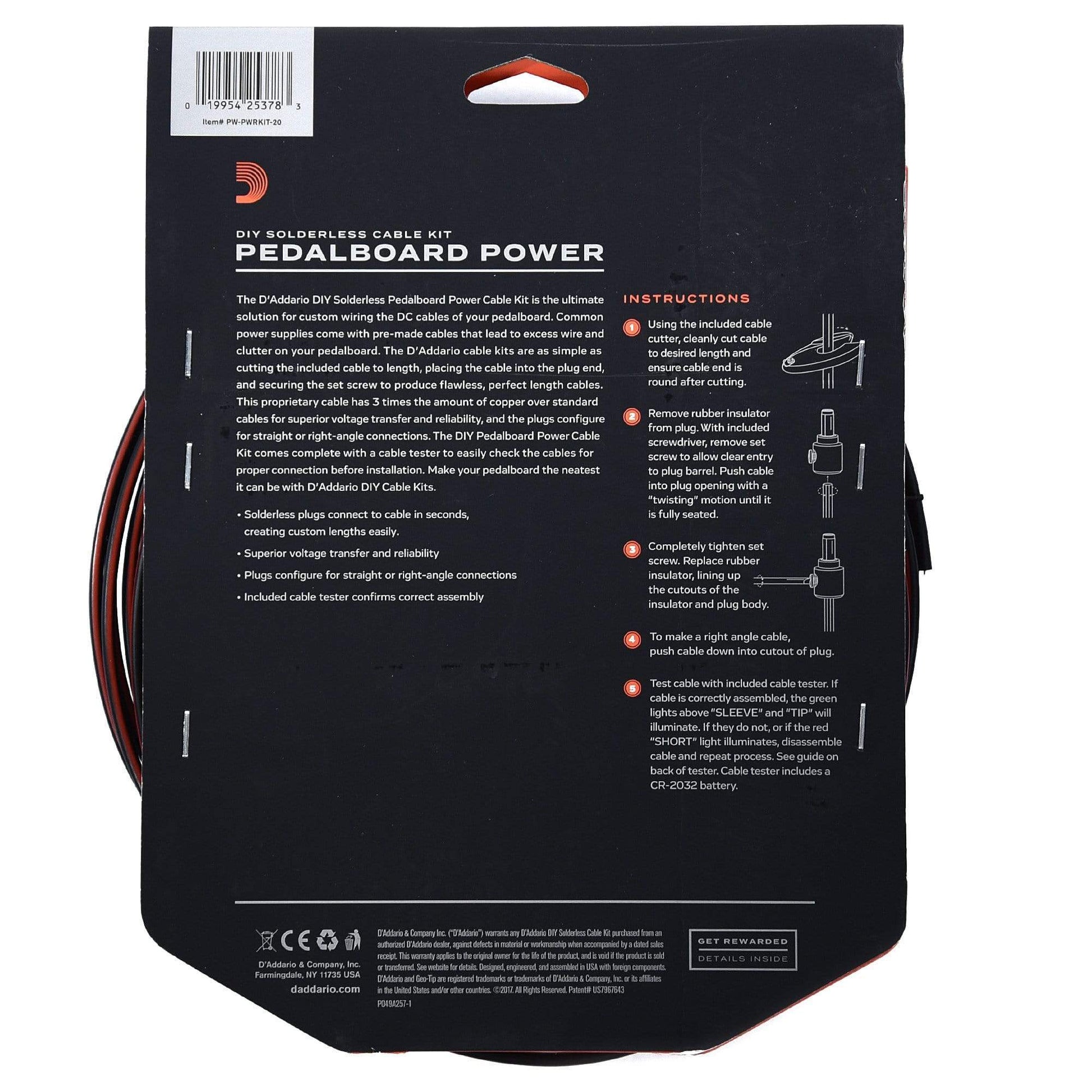 D'Addario DIY Solderless Pedalboard Power Cable Kit Accessories / Tools