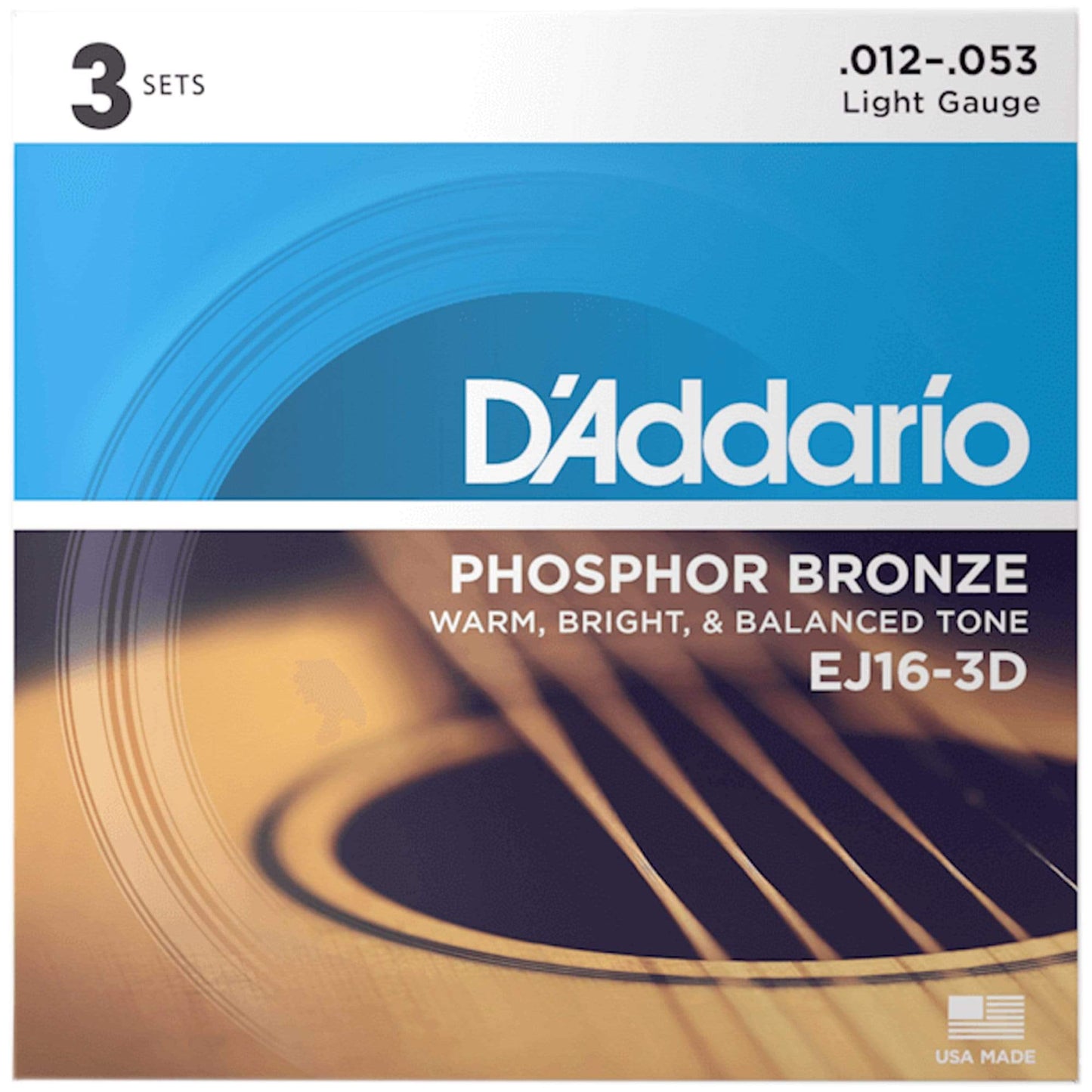 D'Addario EJ164P Acoustic Phosphor Bronze Light 12-53 4-Pack (3 w/1 Free)