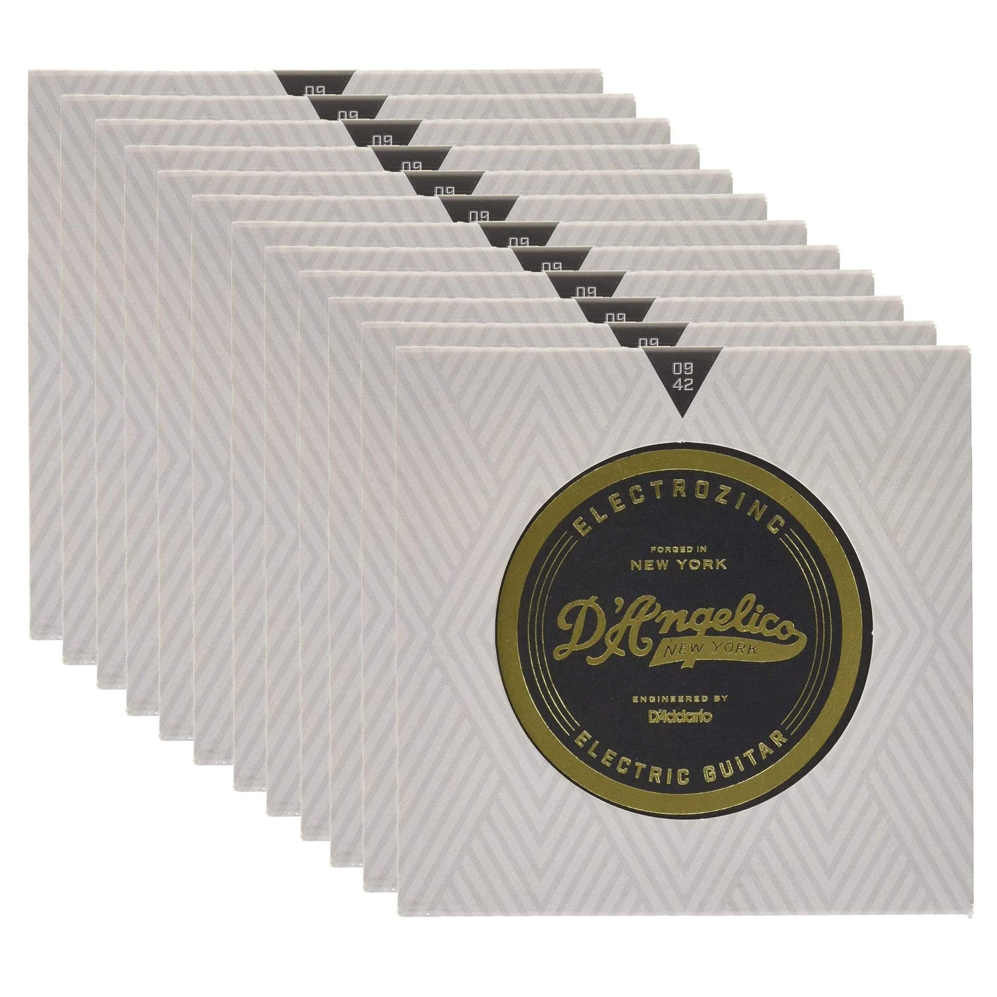D'Angelico Rock 9's Electrozinc Electric   Guitar Strings 12 Pack Bundle Accessories / Strings / Guitar Strings
