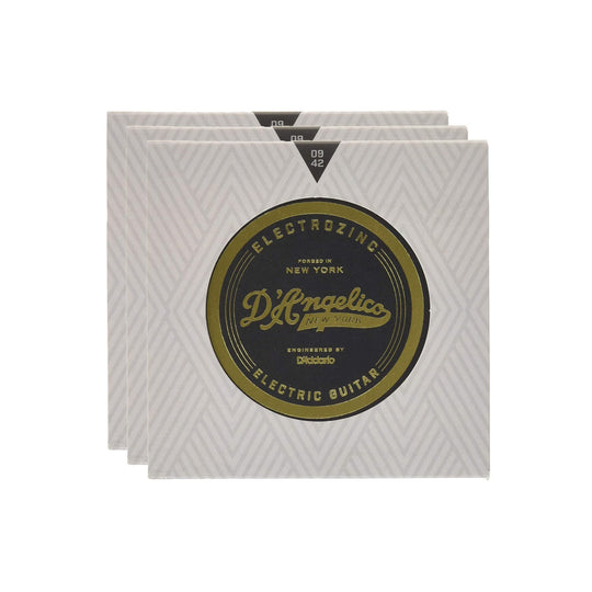 D'Angelico Rock 9's Electrozinc Electric   Guitar Strings 3 Pack Bundle Accessories / Strings / Guitar Strings