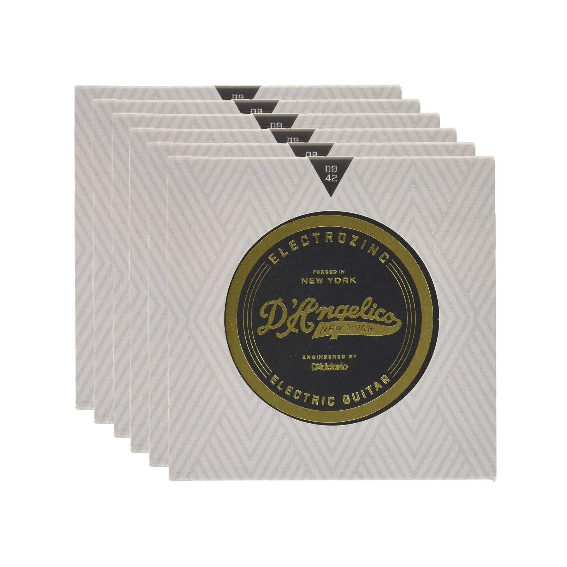 D'Angelico Rock 9's Electrozinc Electric   Guitar Strings 6 Pack Bundle Accessories / Strings / Guitar Strings