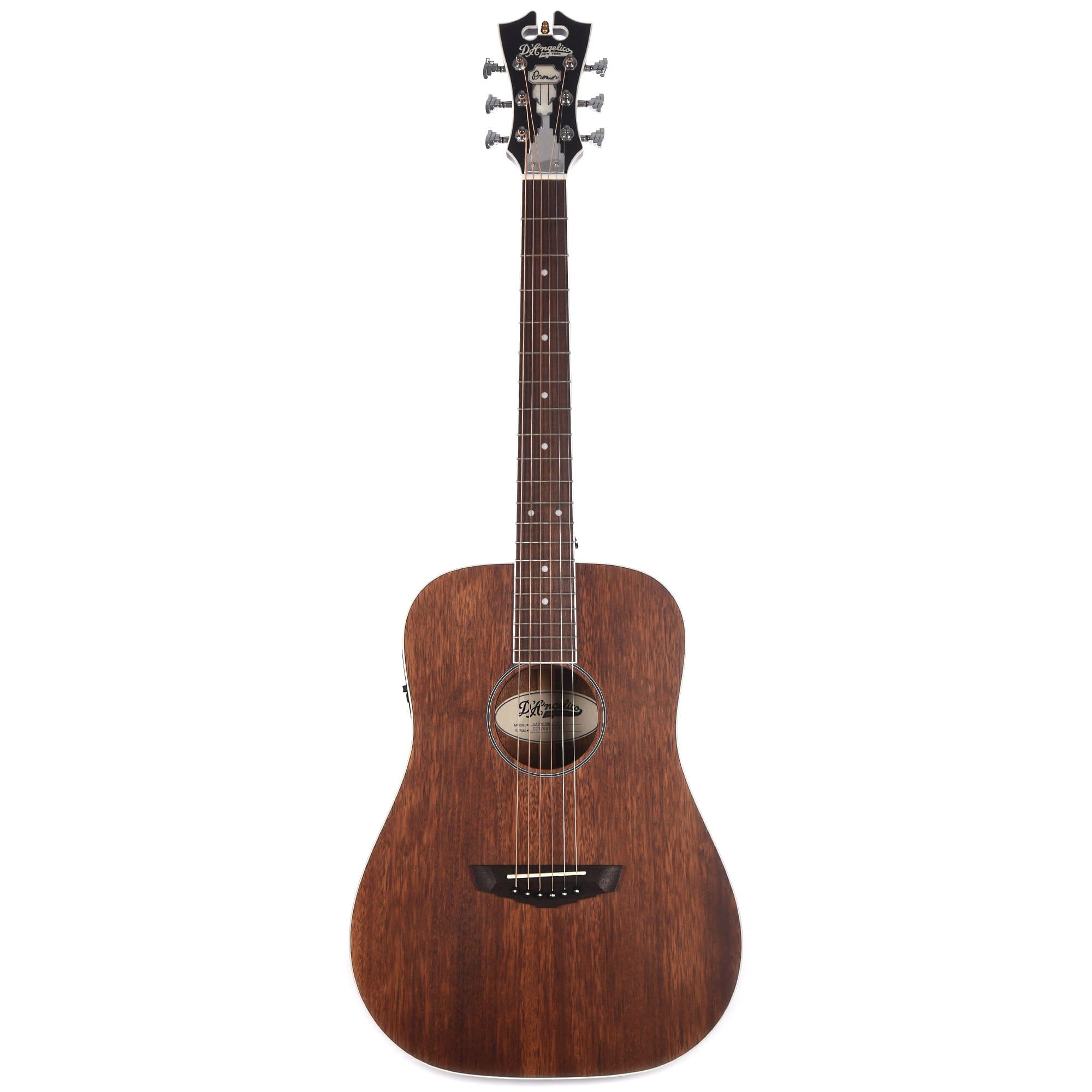 D'Angelico Premier Niagara Mini Dreadnought Mahogany Acoustic Guitar w/Preamp & Tuner Acoustic Guitars / Mini/Travel