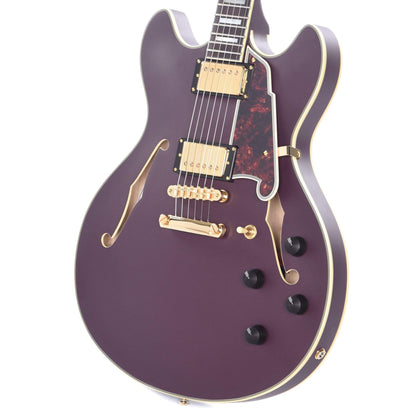 D'Angelico Deluxe DC Matte Plum Semi Hollow Double Cutaway Stop Bar Electric Guitars / Semi-Hollow