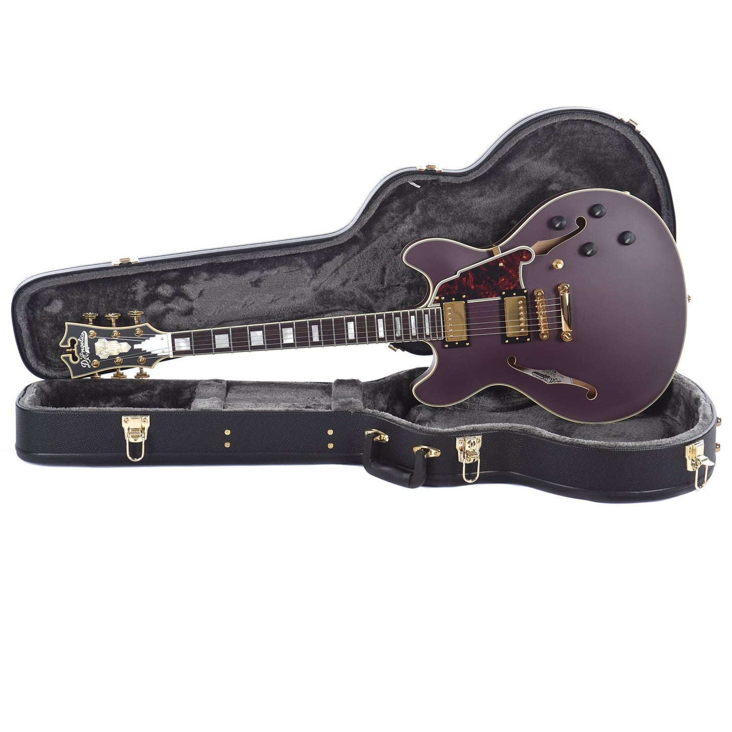 D'Angelico Deluxe DC Matte Plum Semi Hollow Double Cutaway Stop Bar Electric Guitars / Semi-Hollow