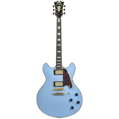 D'Angelico Deluxe DC Semi Hollow Double Cutaway Stop Bar Tailpiece Matte Powder Blue Electric Guitars / Semi-Hollow