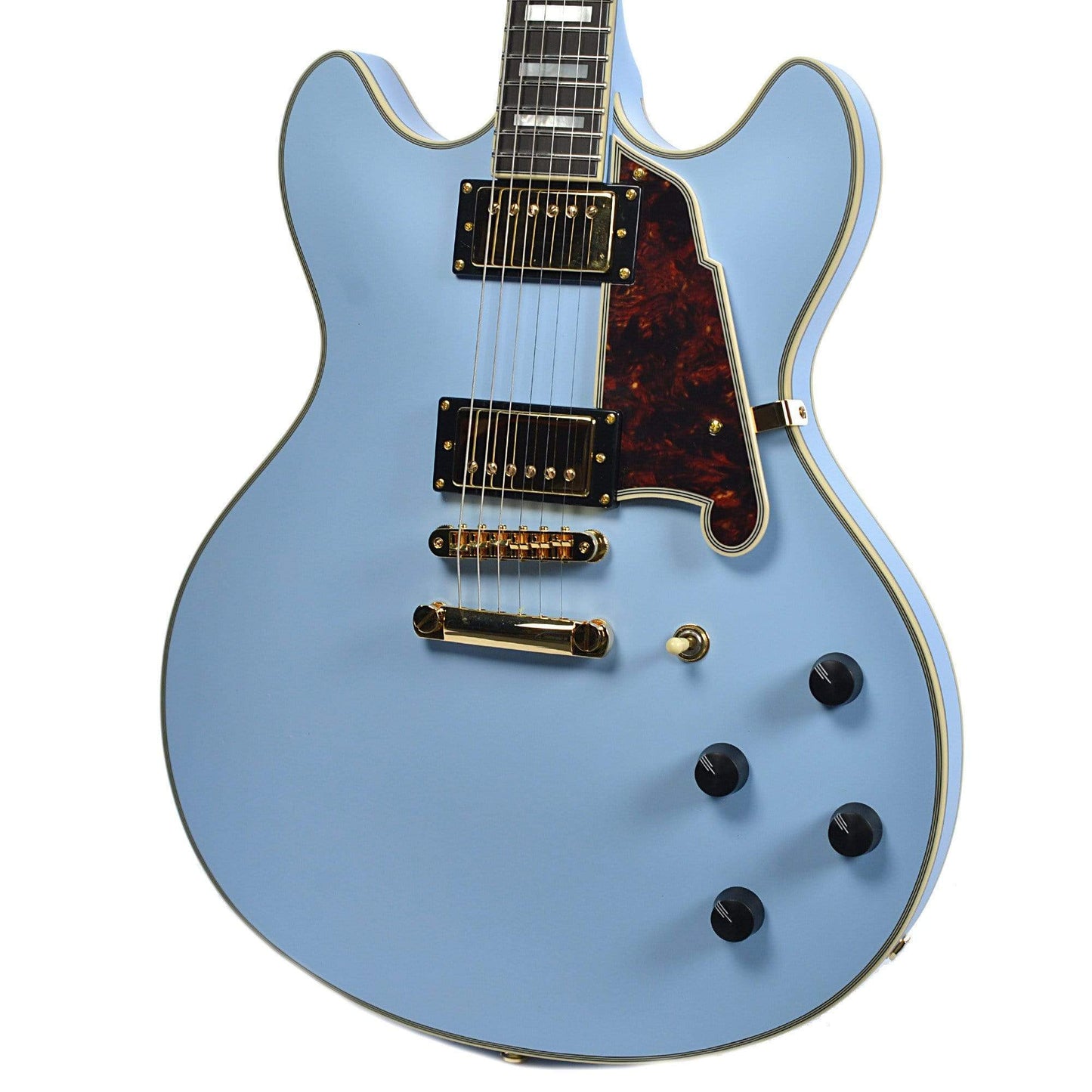 D'Angelico Deluxe DC Semi Hollow Double Cutaway Stop Bar Tailpiece Matte Powder Blue Electric Guitars / Semi-Hollow