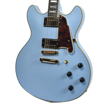 D'Angelico Deluxe DC Semi Hollow Double Cutaway Stop Bar Tailpiece Matte Powder Blue Electric Guitars / Semi-Hollow