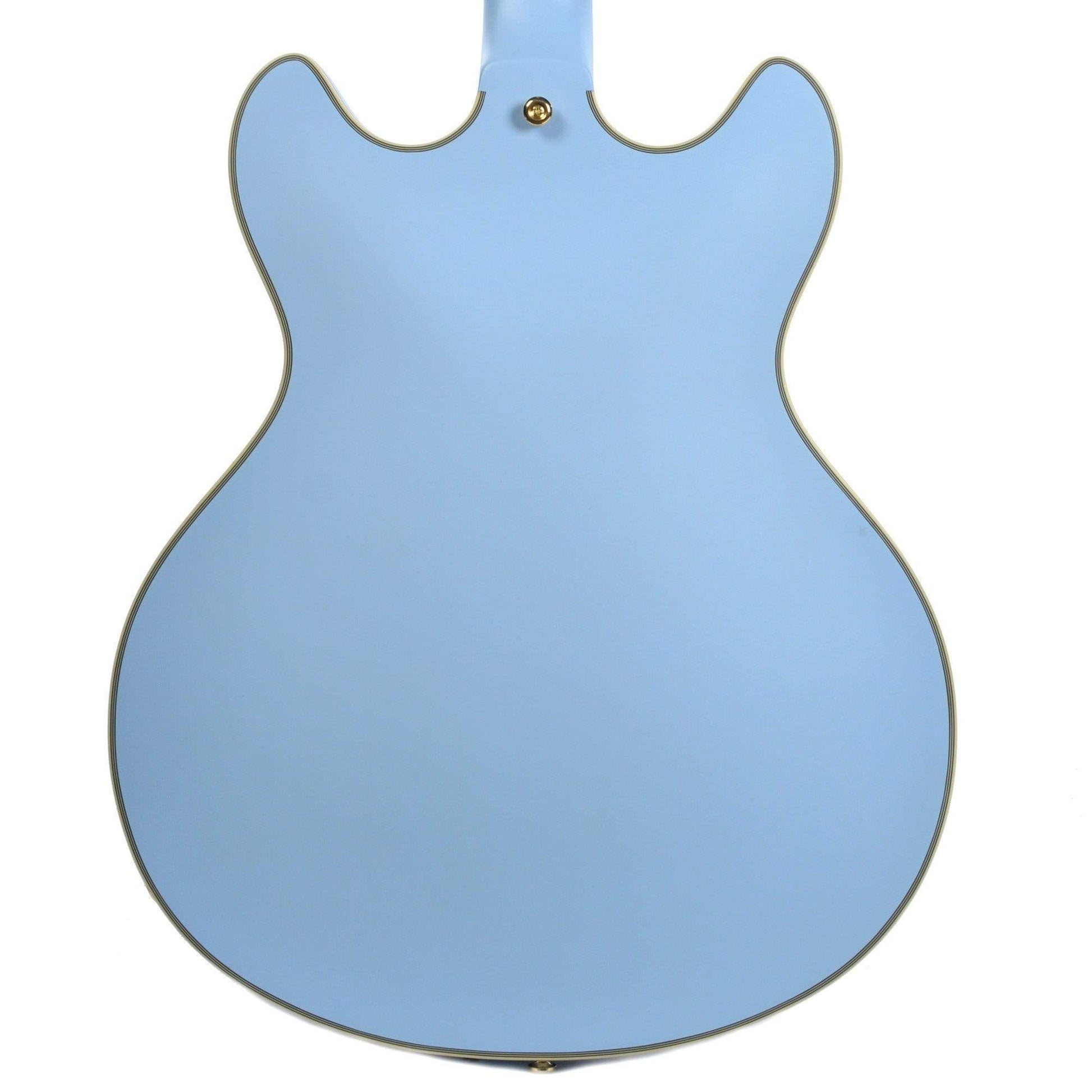D'Angelico Deluxe DC Semi Hollow Double Cutaway Stop Bar Tailpiece Matte Powder Blue Electric Guitars / Semi-Hollow