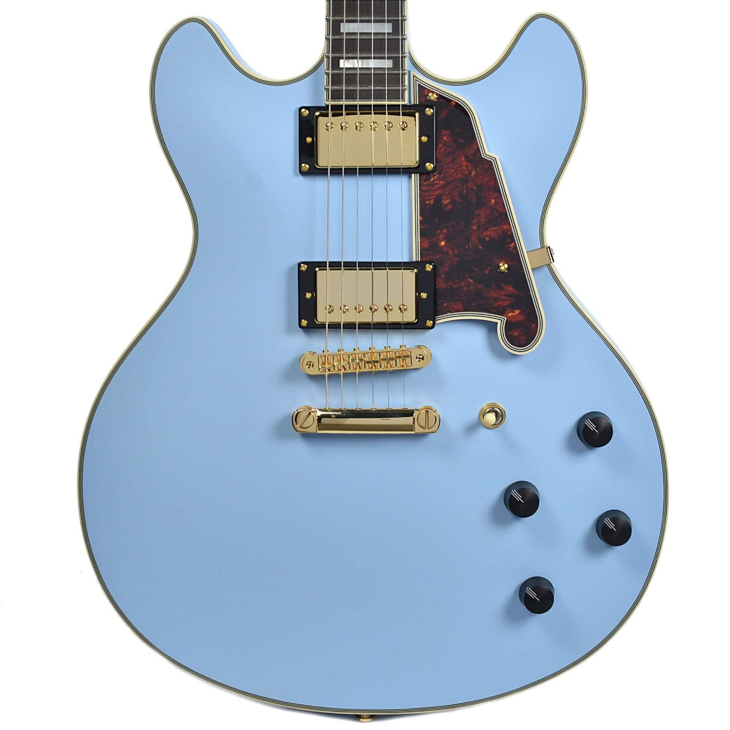 D'Angelico Deluxe DC Semi Hollow Double Cutaway Stop Bar Tailpiece Matte Powder Blue Electric Guitars / Semi-Hollow