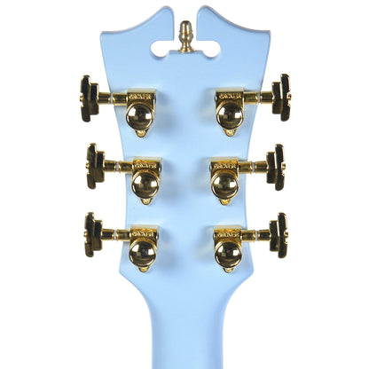 D'Angelico Deluxe DC Semi Hollow Double Cutaway Stop Bar Tailpiece Matte Powder Blue Electric Guitars / Semi-Hollow