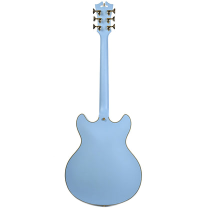 D'Angelico Deluxe DC Semi Hollow Double Cutaway Stop Bar Tailpiece Matte Powder Blue Electric Guitars / Semi-Hollow