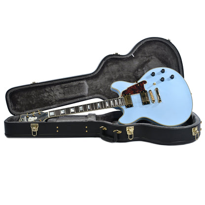 D'Angelico Deluxe DC Semi Hollow Double Cutaway Stop Bar Tailpiece Matte Powder Blue Electric Guitars / Semi-Hollow