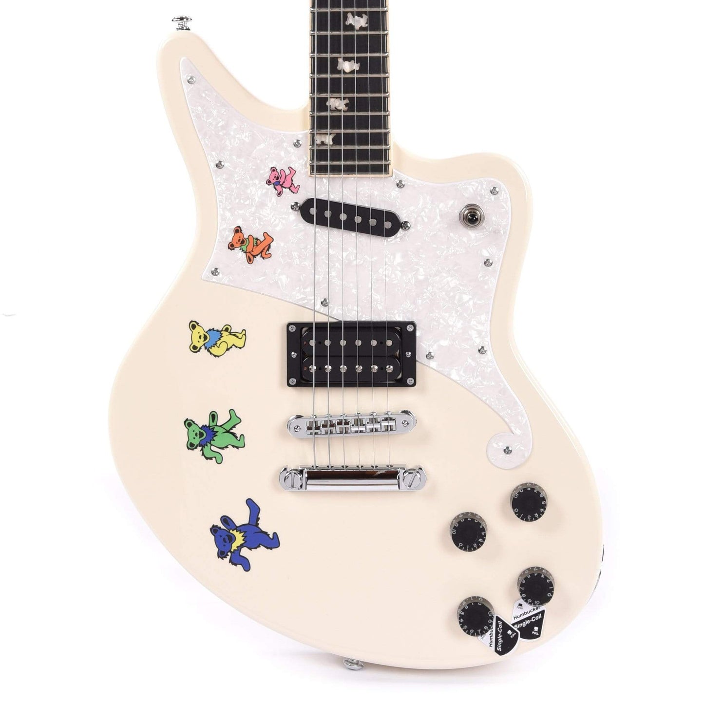 D'Angelico Premier Grateful Dead Bedford Antique White Electric Guitars / Solid Body