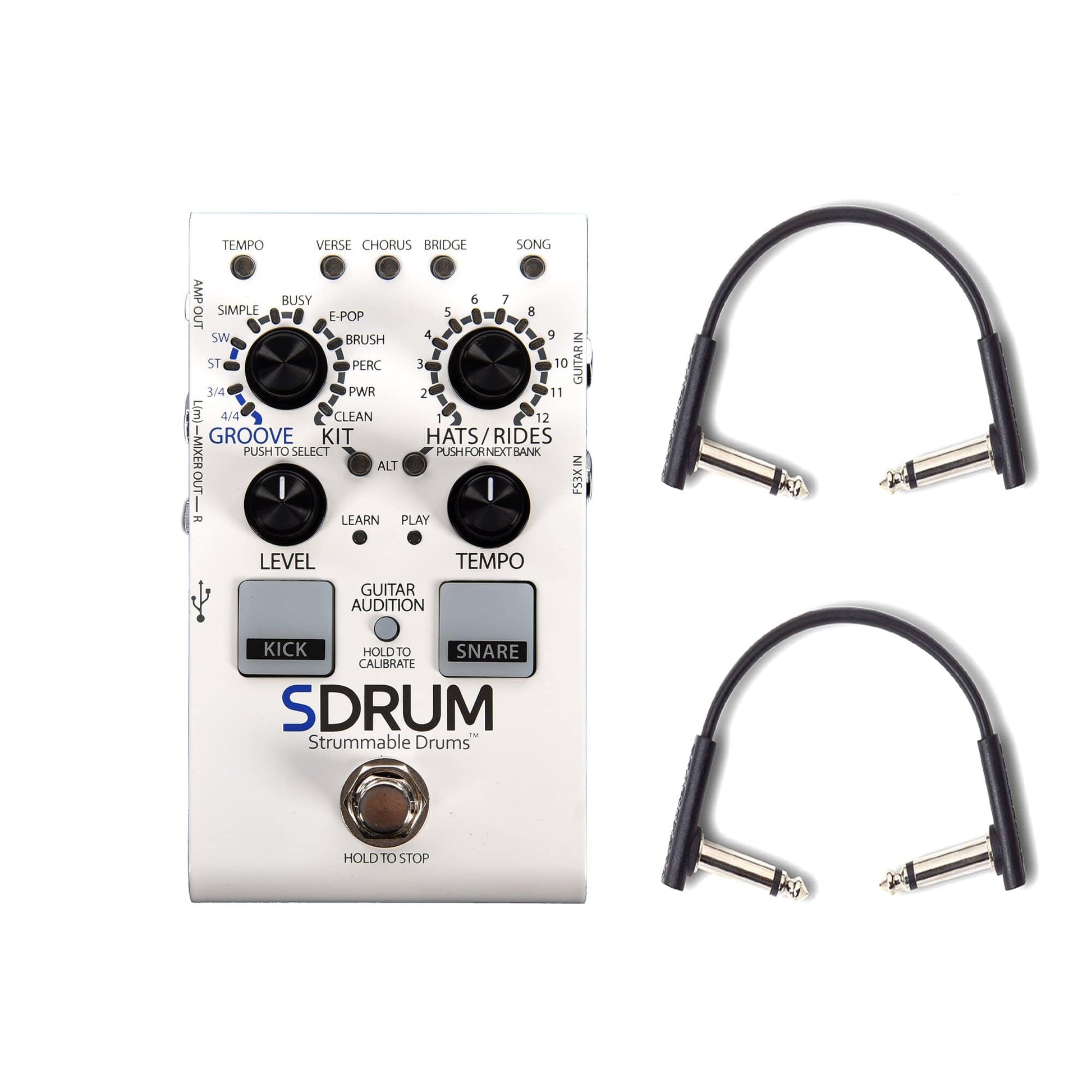 DigiTech SDRUM Auto-drummer Pedal w/RockBoard Flat Patch Cables Bundle Effects and Pedals / Loop Pedals and Samplers