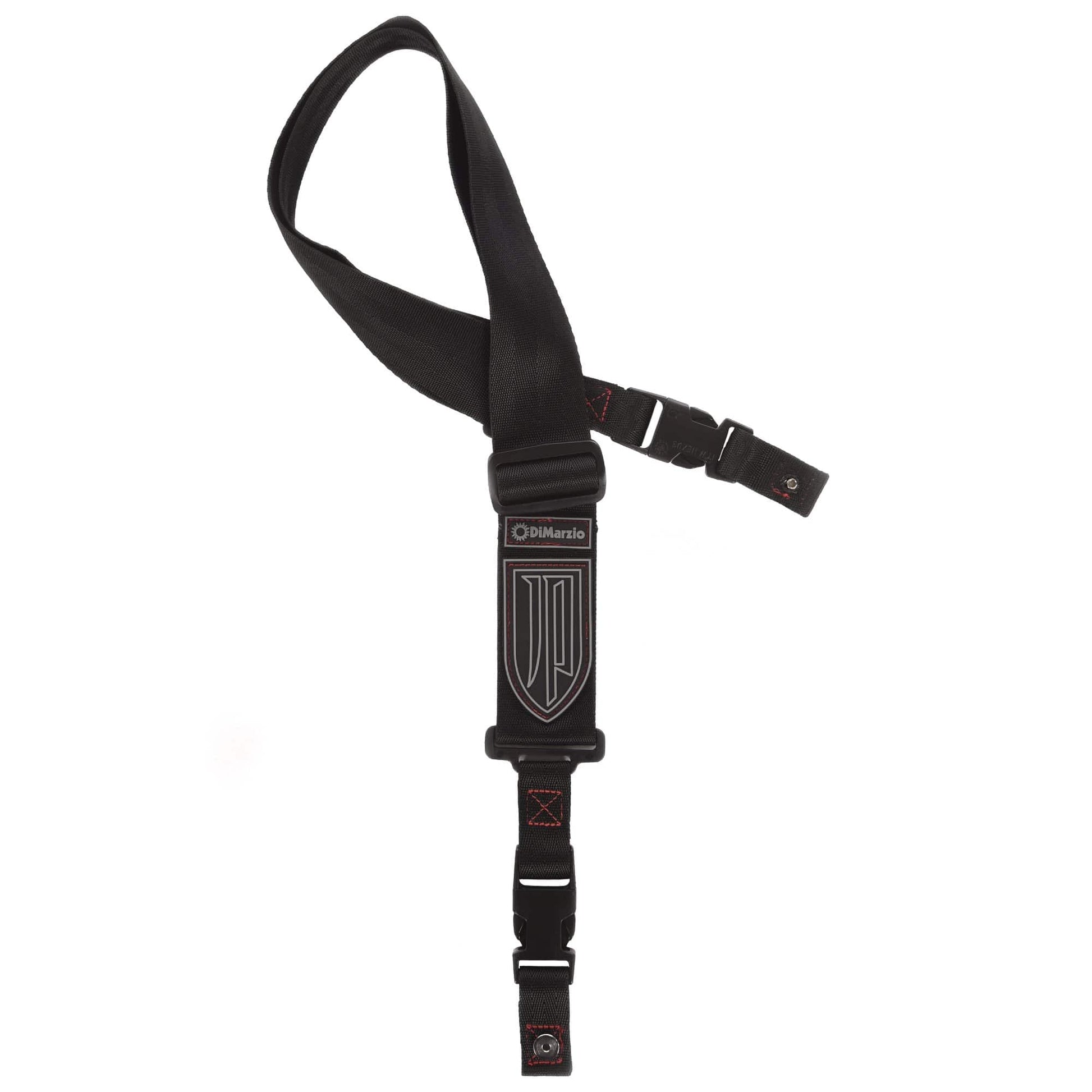 DiMarzio John Petrucci ClipLock Quick Release Guitar Strap 2-Inch Black w/Red Stitching Accessories / Straps