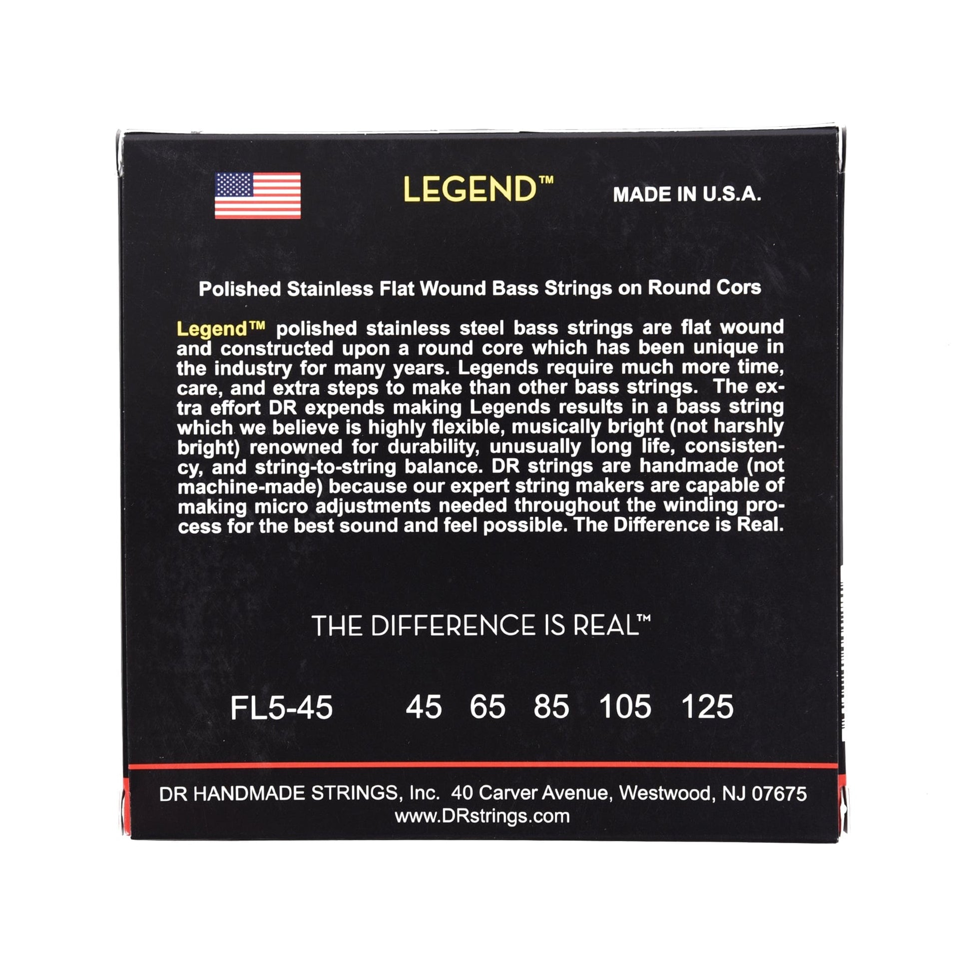 DR Strings FL5-45 Legend Flatwound Bass Strings Medium 5-String 45-125 Accessories / Strings / Bass Strings