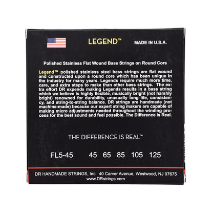 DR Strings FL5-45 Legend Flatwound Bass Strings Medium 5-String 45-125 Accessories / Strings / Bass Strings