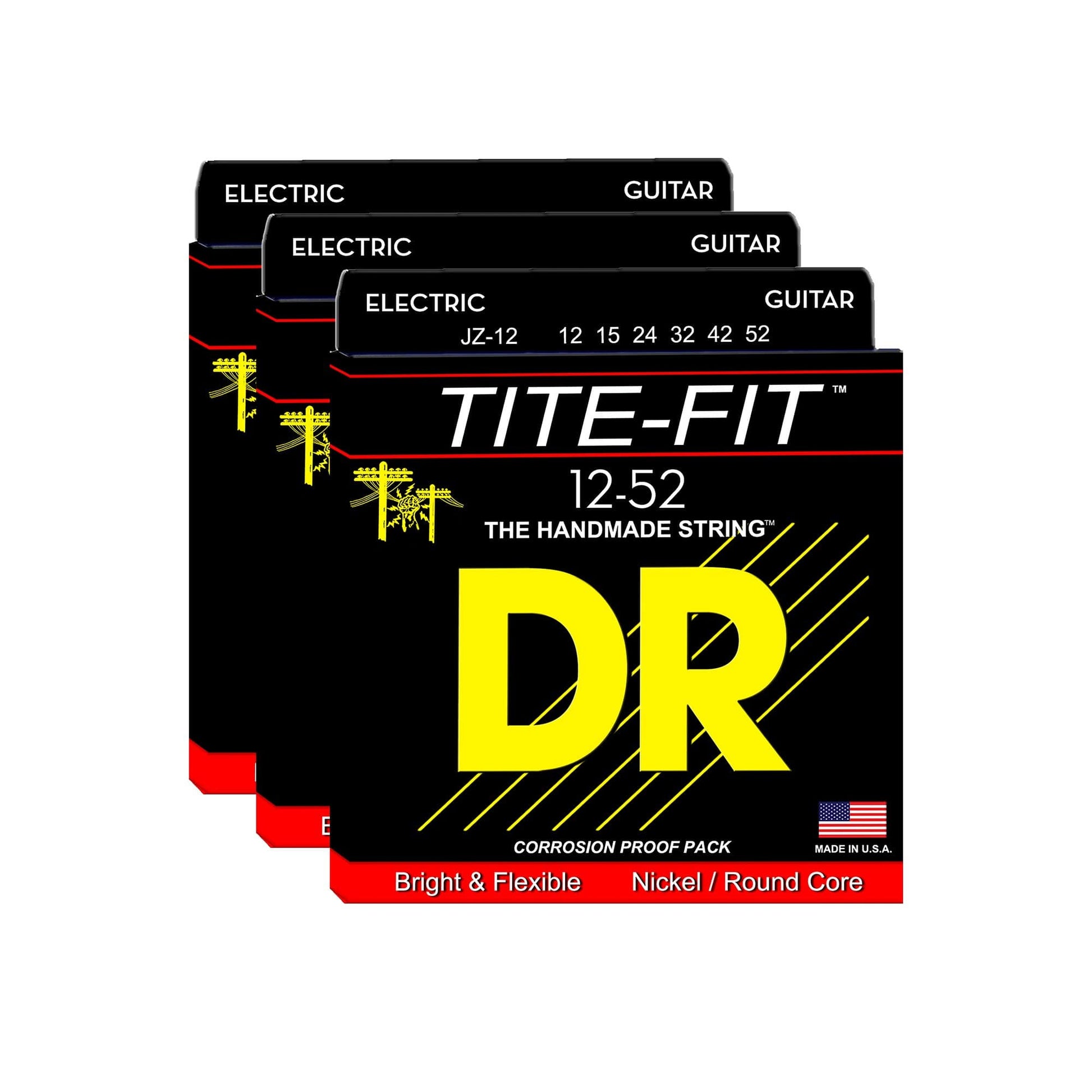 DR Strings JZ-12 Tite Fit Electric 12-52 3 Pack Bundle Accessories / Strings / Guitar Strings