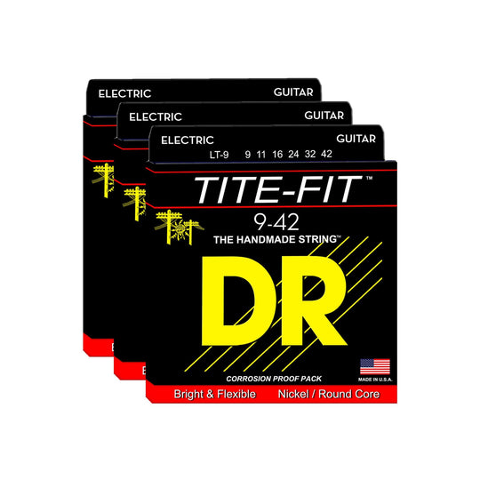 DR Strings LT-9 Tite Fit Electric 9-42 3 Pack Bundle Accessories / Strings / Guitar Strings