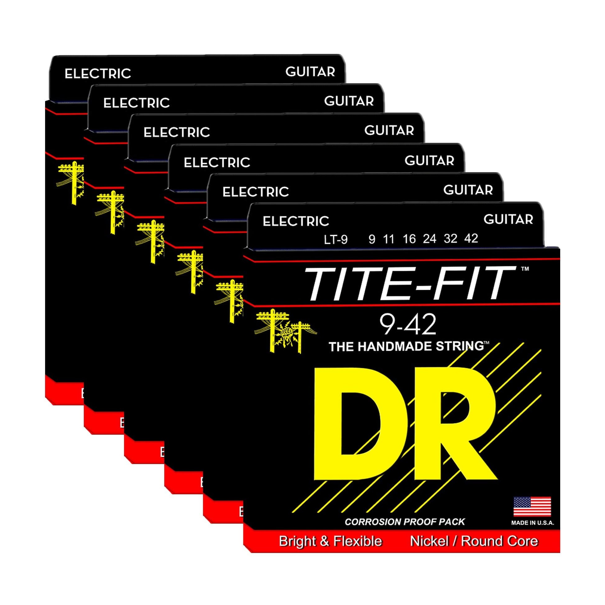 DR Strings LT-9 Tite Fit Electric 9-42 6 Pack Bundle Accessories / Strings / Guitar Strings