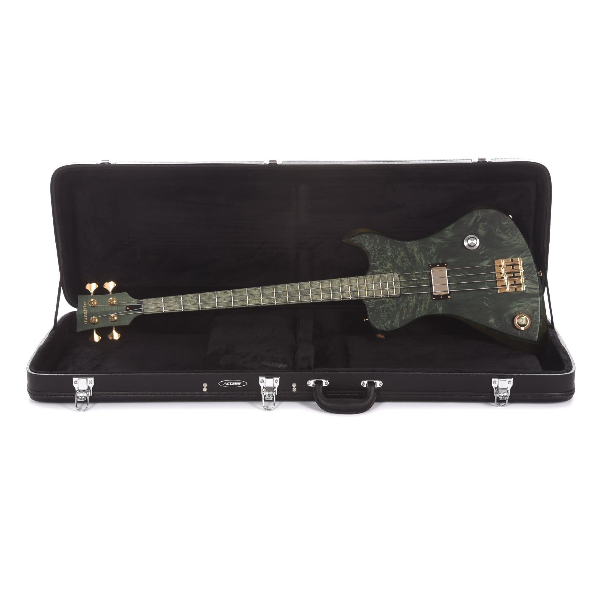 Dunable R2 Bass Burl Top Transparent Green Flame Maple Neck w/Bigfoot Pickup & Built in Pipe Bass Guitars / 4-String