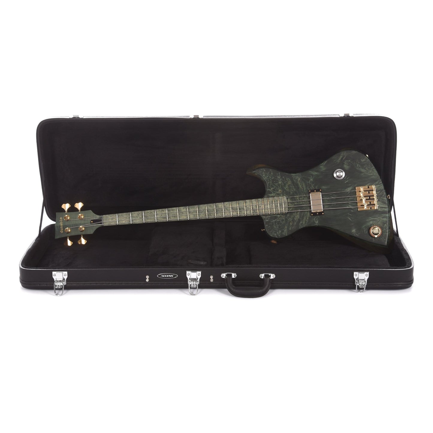 Dunable R2 Bass Burl Top Transparent Green Flame Maple Neck w/Bigfoot Pickup & Built in Pipe Bass Guitars / 4-String