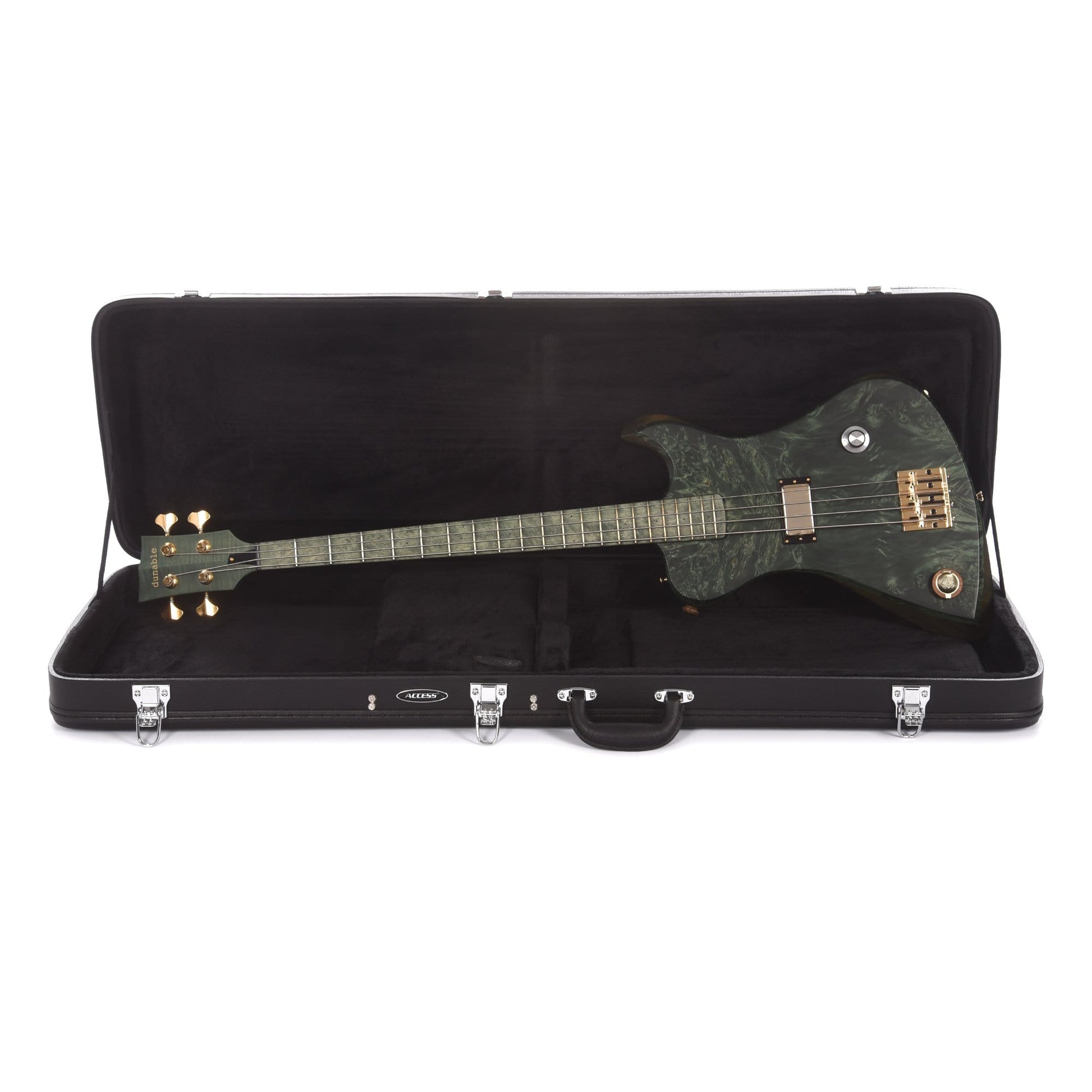 Dunable R2 Bass Burl Top Transparent Green Flame Maple Neck w/Bigfoot Pickup & Built in Pipe Bass Guitars / 4-String