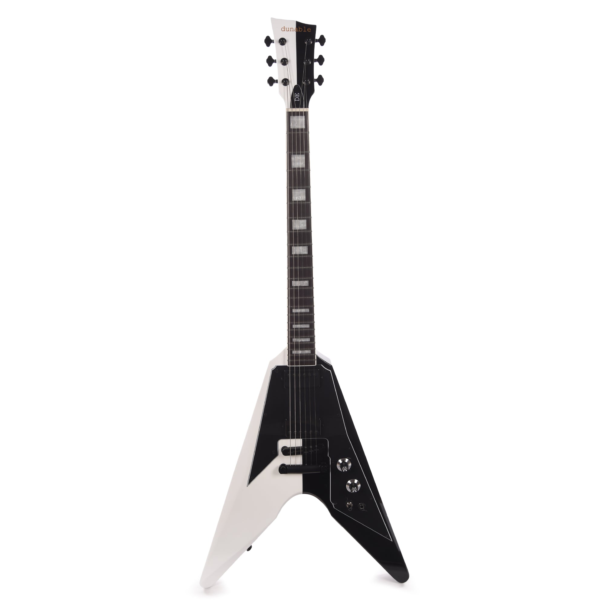 Dunable DE Asteroid Gloss White/Black Split w/Pearl Blocks (Limited to 10 Units) Electric Guitars / Solid Body