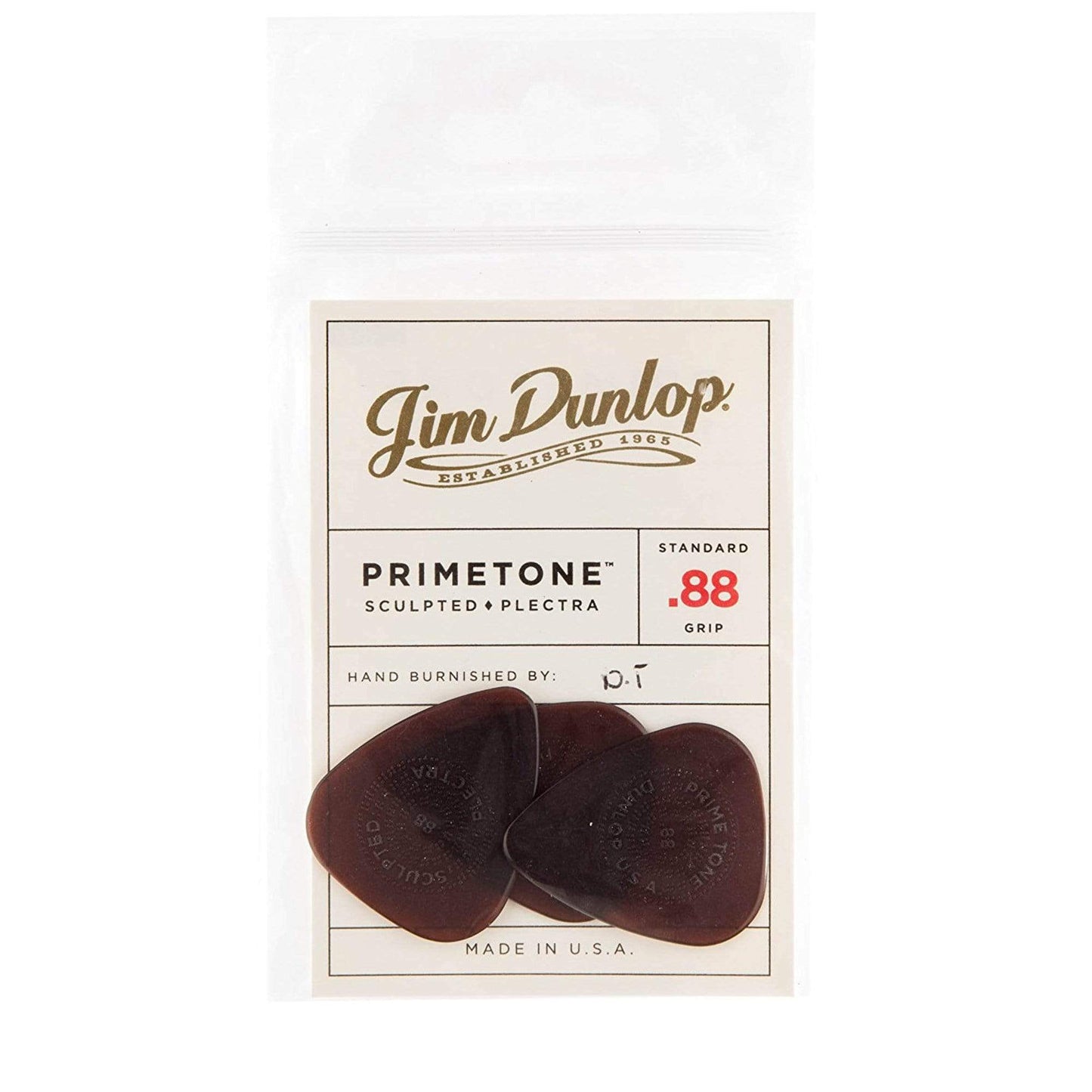 Dunlop 510P Primetone Sculpted Plectra Standard w/Grip .88mm 3 Pack (9) Bundle Accessories / Picks