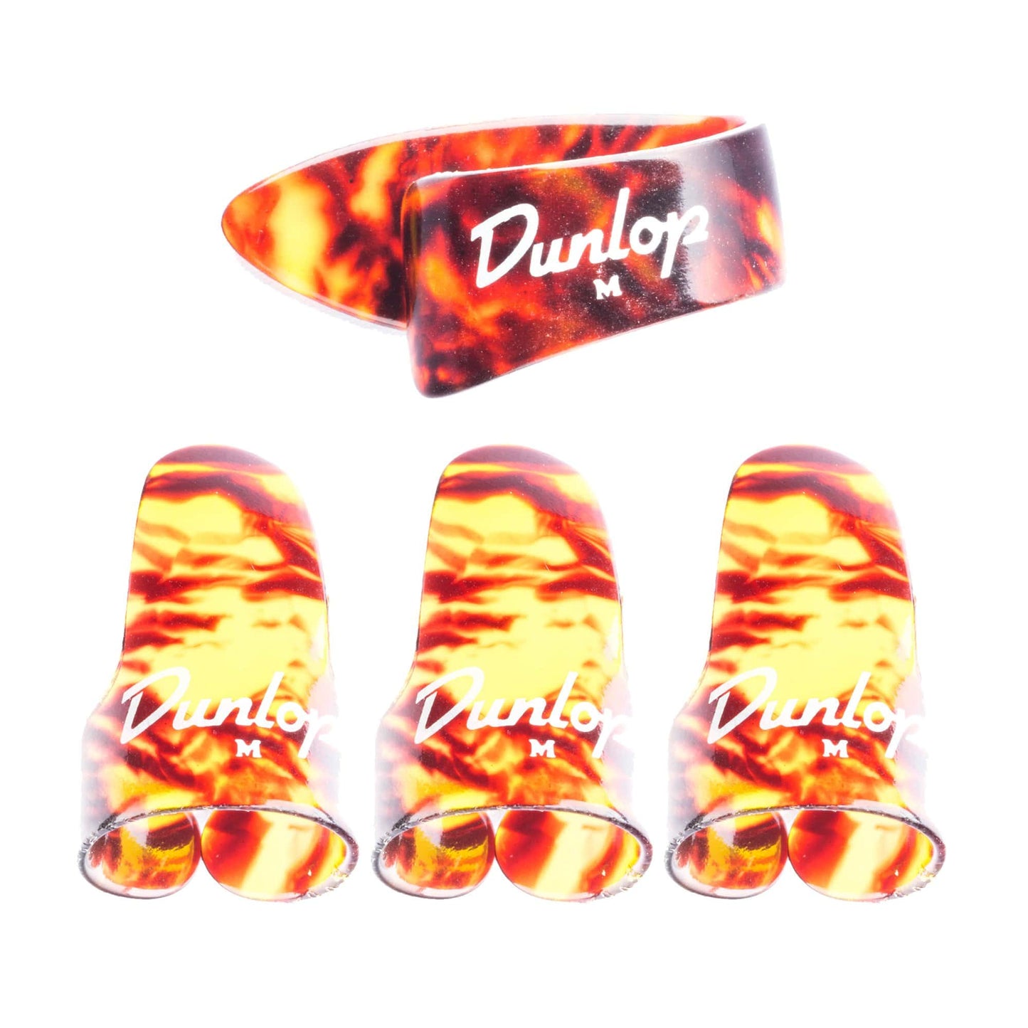 Dunlop Fingerpick Plastic Shell Medium Player Pack (3 Fingerpicks & 1 Thumbpick) 4 Pack Bundle Accessories / Picks