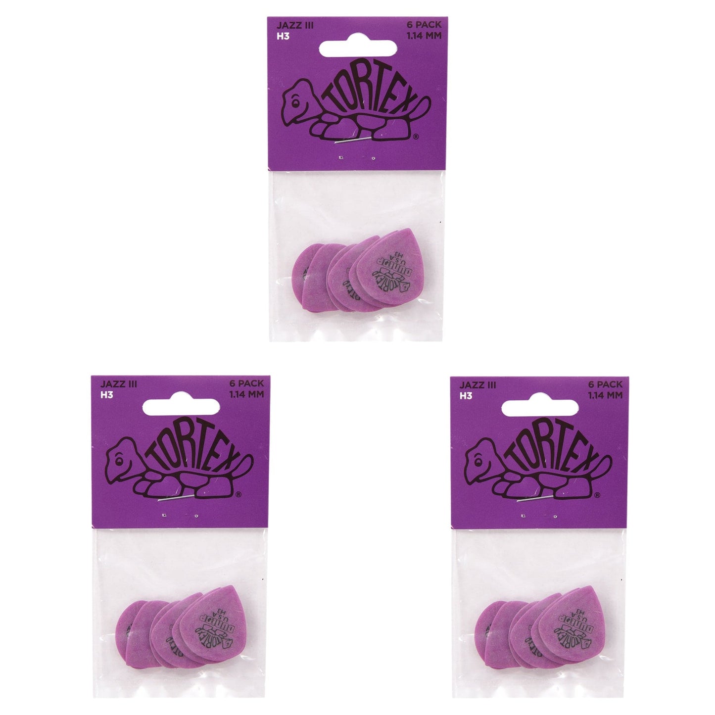 Dunlop Tortex Jazz III 1.14mm Player's Pack 18 Pack Bundle Accessories / Picks