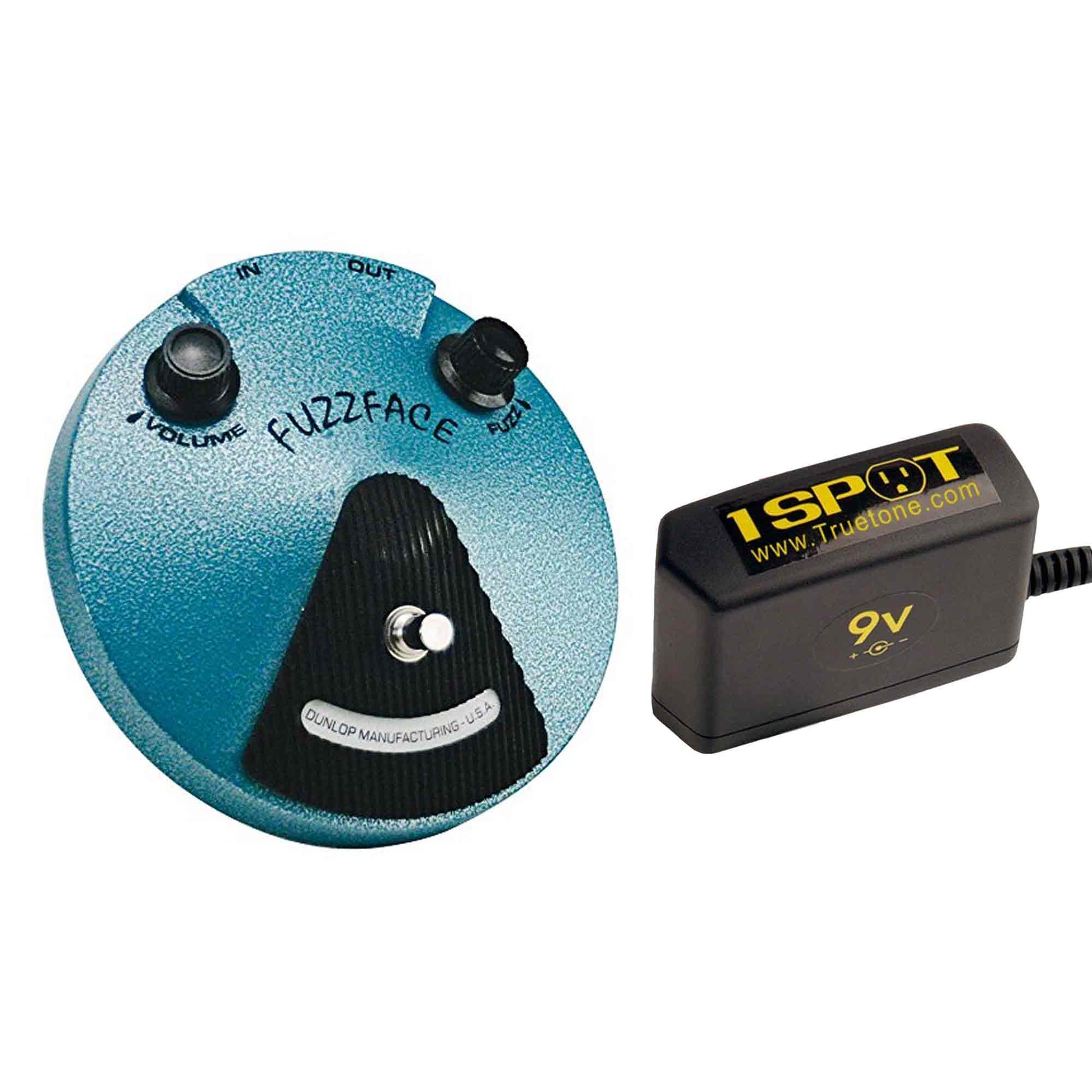 dunlop hendrix pedals Dunlop Hendrix Fuzz Face Bundle w/ Truetone 1 Spot Space Saving 9v Adapter