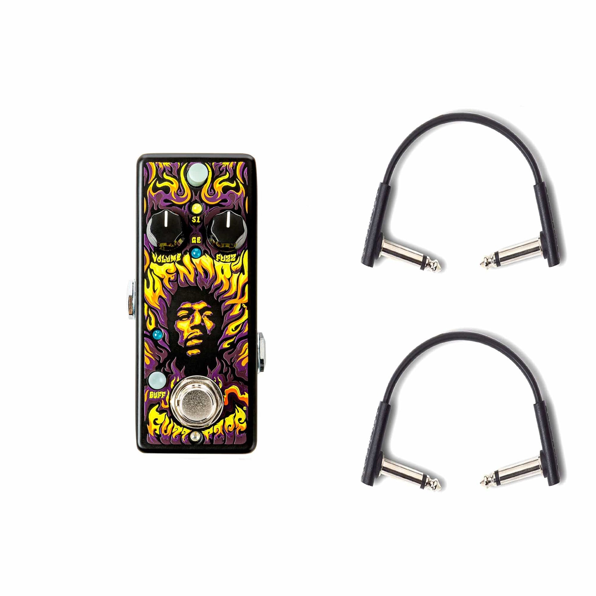 Dunlop Jimi Henrdix '69 Psych Mini Fuzz Face Pedal w/RockBoard Flat Patch Cables Bundle Effects and Pedals / Fuzz