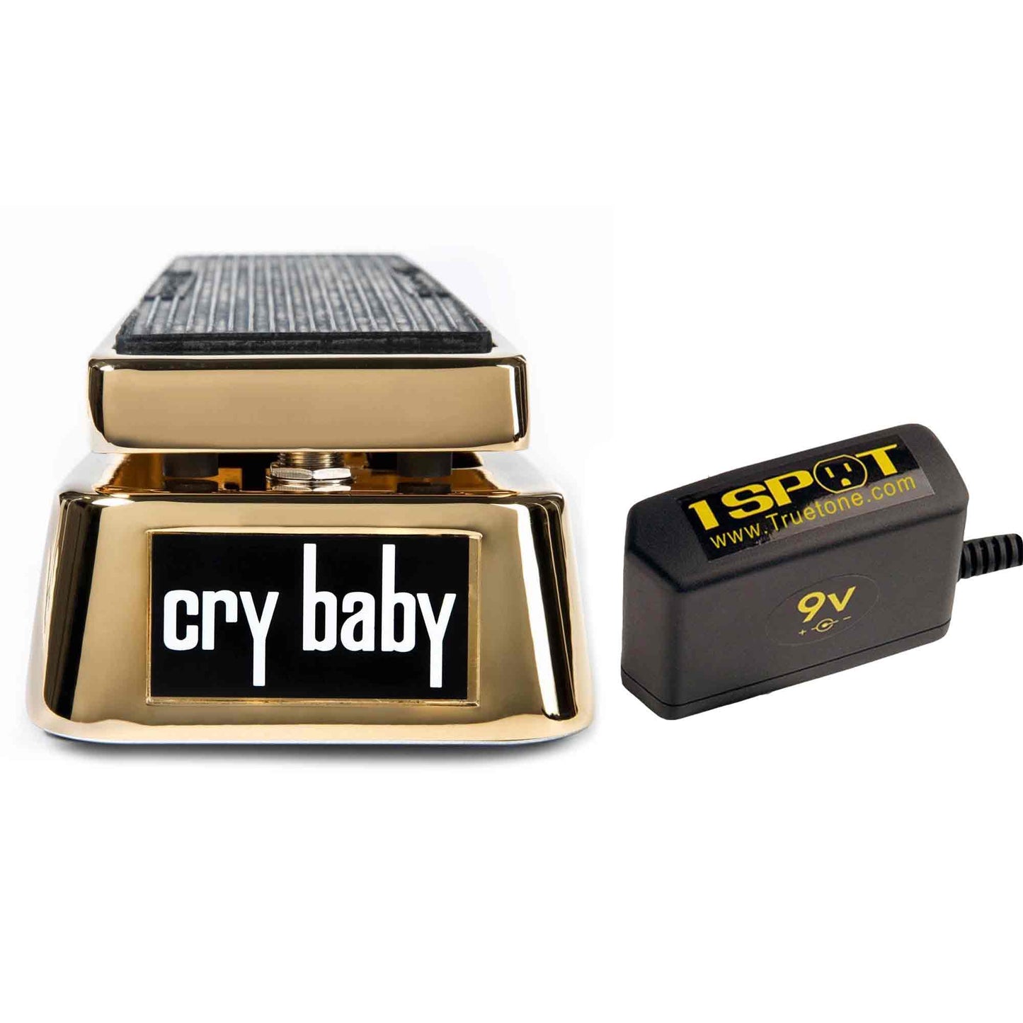 Dunlop 50th Anniversary Cry Baby Wah Gold Bundle w/ Truetone 1 Spot Space Saving 9v Adapter Effects and Pedals / Wahs and Filters