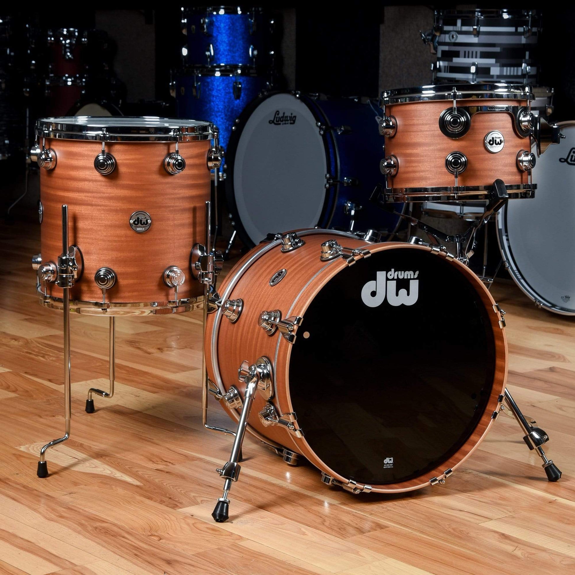 DW Collector's Series 12/14/18 3pc. Mahogany/Spruce Drum Kit Natural Hard Satin w/Die Cast Hoops Drums and Percussion / Acoustic Drums / Full Acoustic Kits