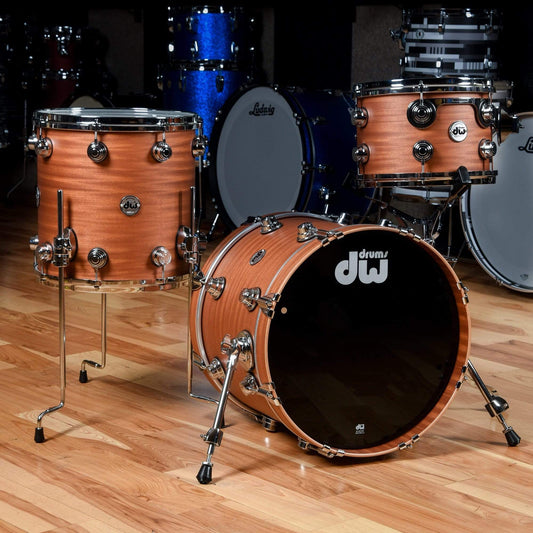 DW Collector's Series 12/14/18 3pc. Mahogany/Spruce Drum Kit Natural Hard Satin w/Die Cast Hoops Drums and Percussion / Acoustic Drums / Full Acoustic Kits