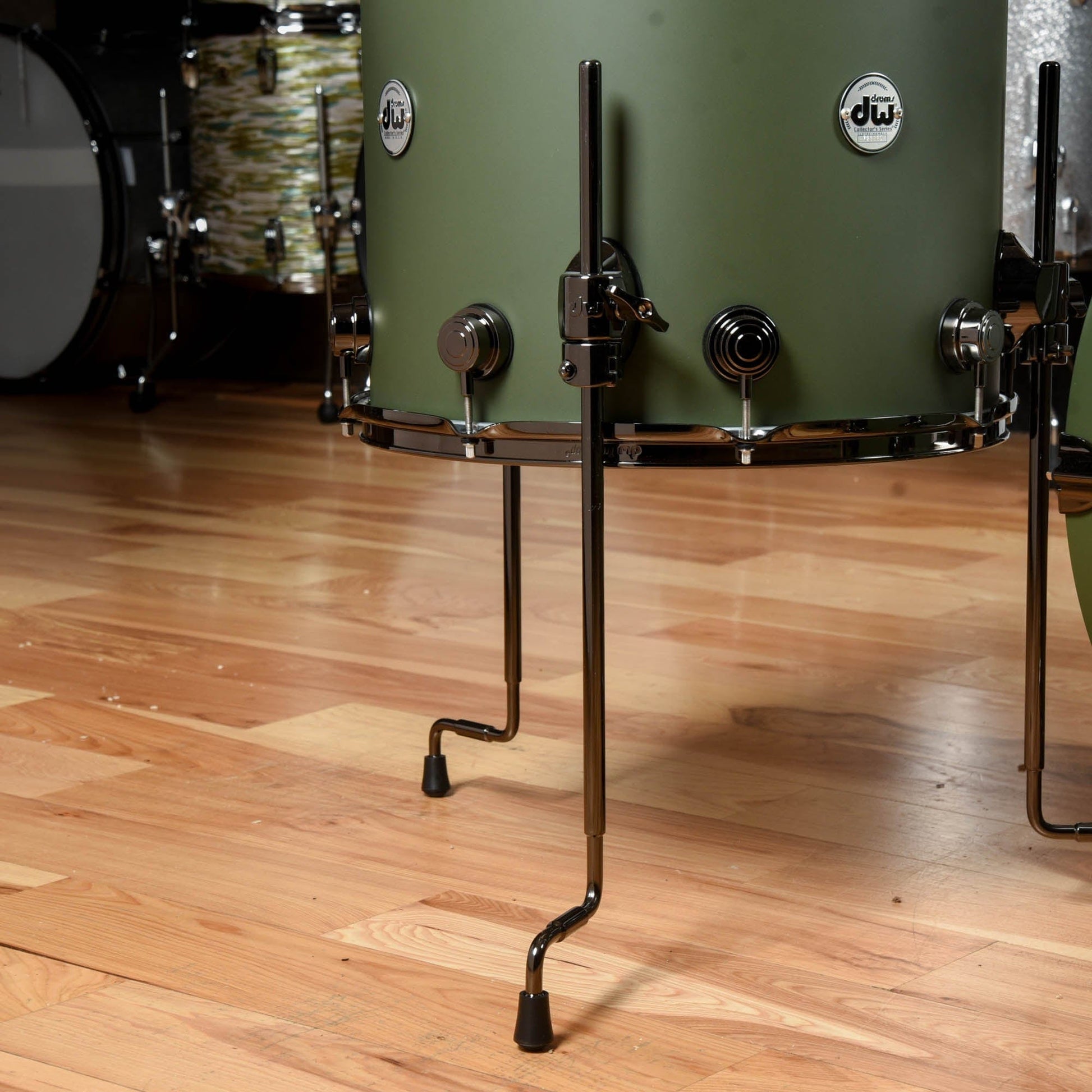 DW Collector's Series 13/16/22 3pc. Maple/Mahogany Drum Kit Solid Army Green Hard Satin w/Black Nickel Hdw Drums and Percussion / Acoustic Drums / Full Acoustic Kits