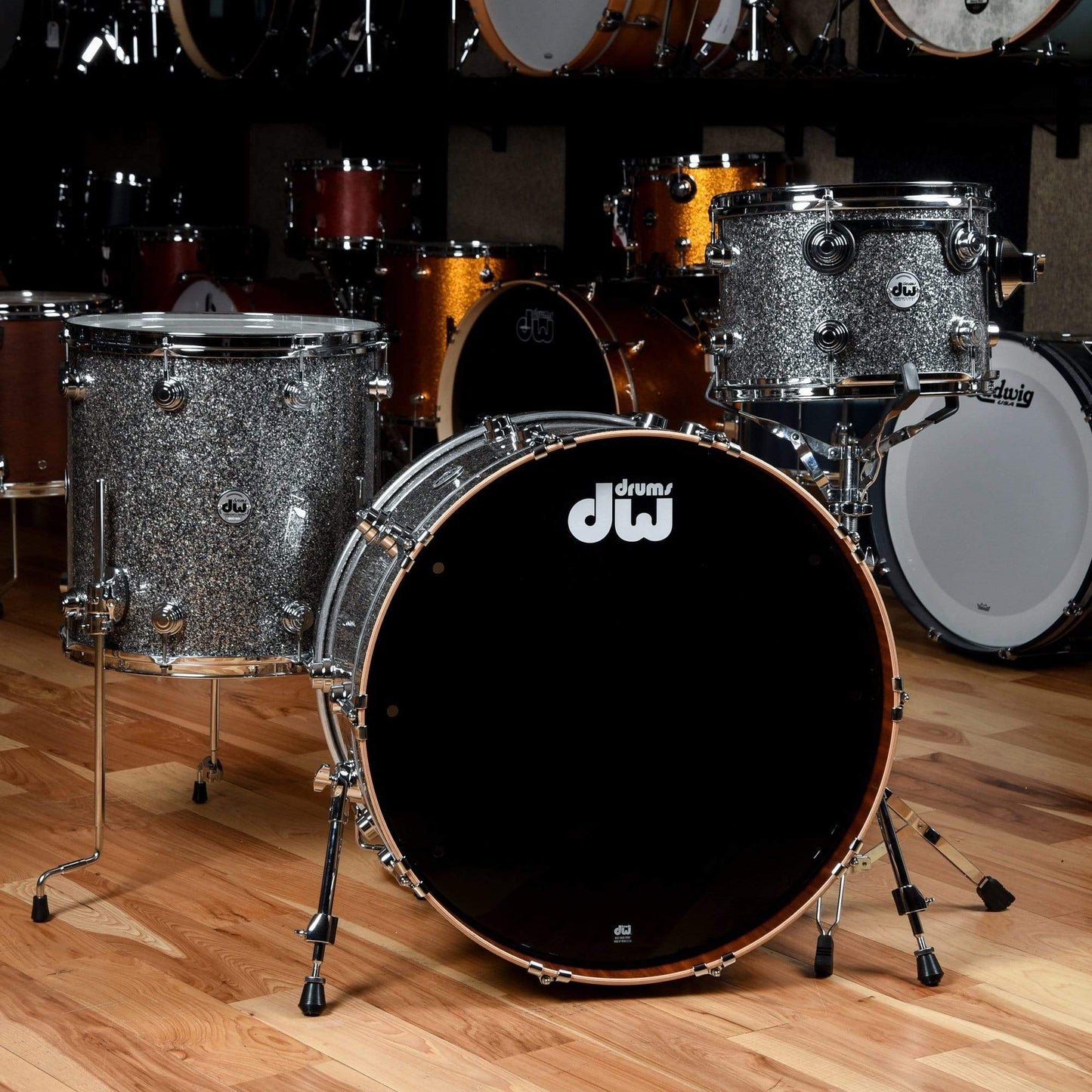 DW Collector's Series 13/16/24 3pc. Maple/Mahogany Drum Kit Black Galaxy Drums and Percussion / Acoustic Drums / Full Acoustic Kits
