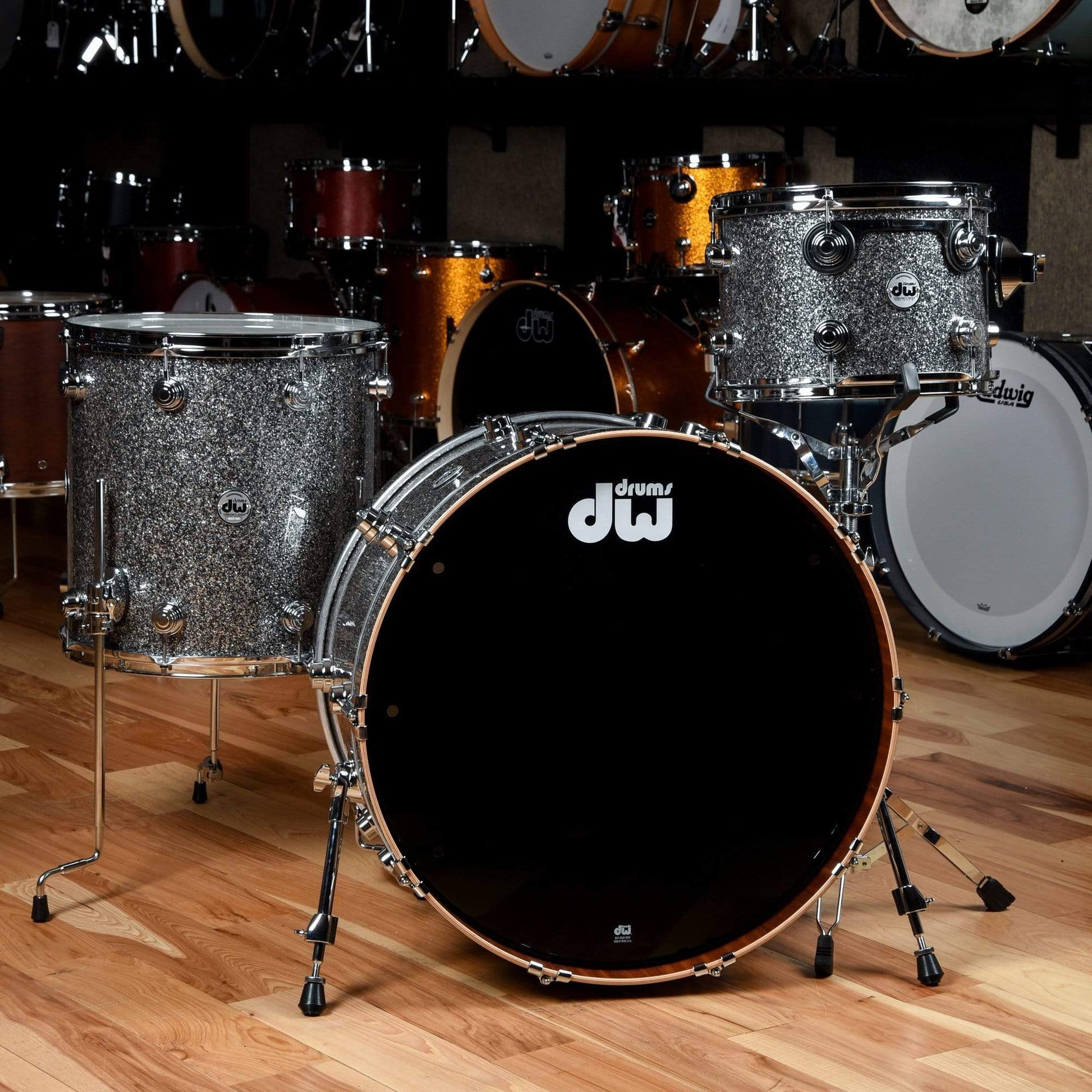 DW Collector's Series 13/16/24 3pc. Maple/Mahogany Drum Kit Black Galaxy Drums and Percussion / Acoustic Drums / Full Acoustic Kits