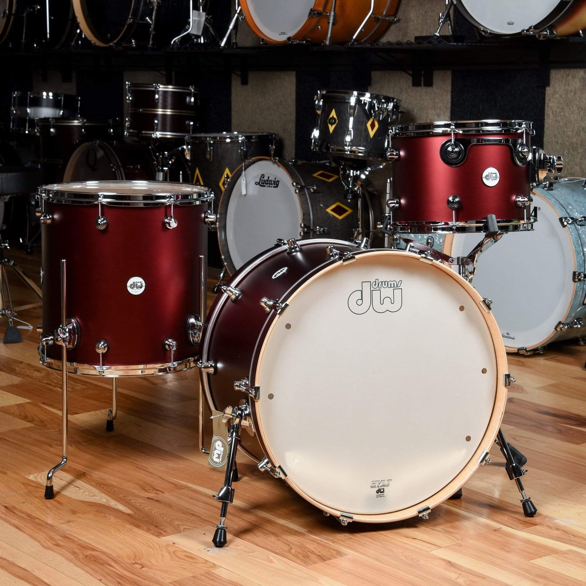 DW Design Series 13/16/22 3pc. Drum Kit Crimson Satin Metallic Drums and Percussion / Acoustic Drums / Full Acoustic Kits