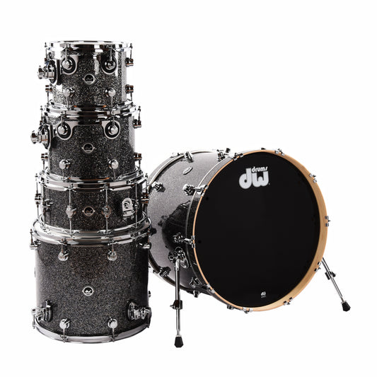 DW DWe 10/12/16/22/6.5x14 5pc Acoustic Electronic Shell Pack Black Galaxy Drums and Percussion / Acoustic Drums / Full Acoustic Kits