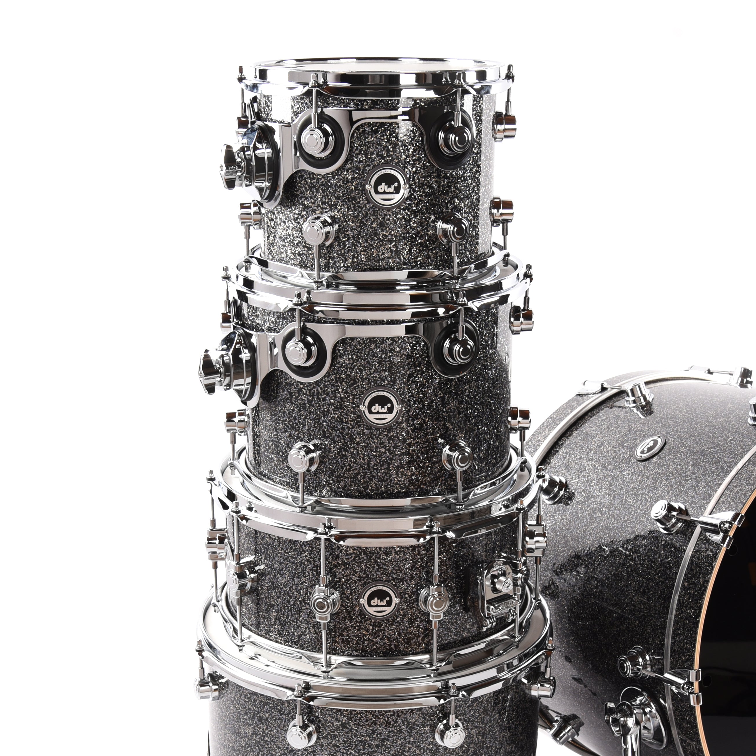 DW DWe 10/12/16/22/6.5x14 5pc Acoustic Electronic Shell Pack Black Galaxy Drums and Percussion / Acoustic Drums / Full Acoustic Kits