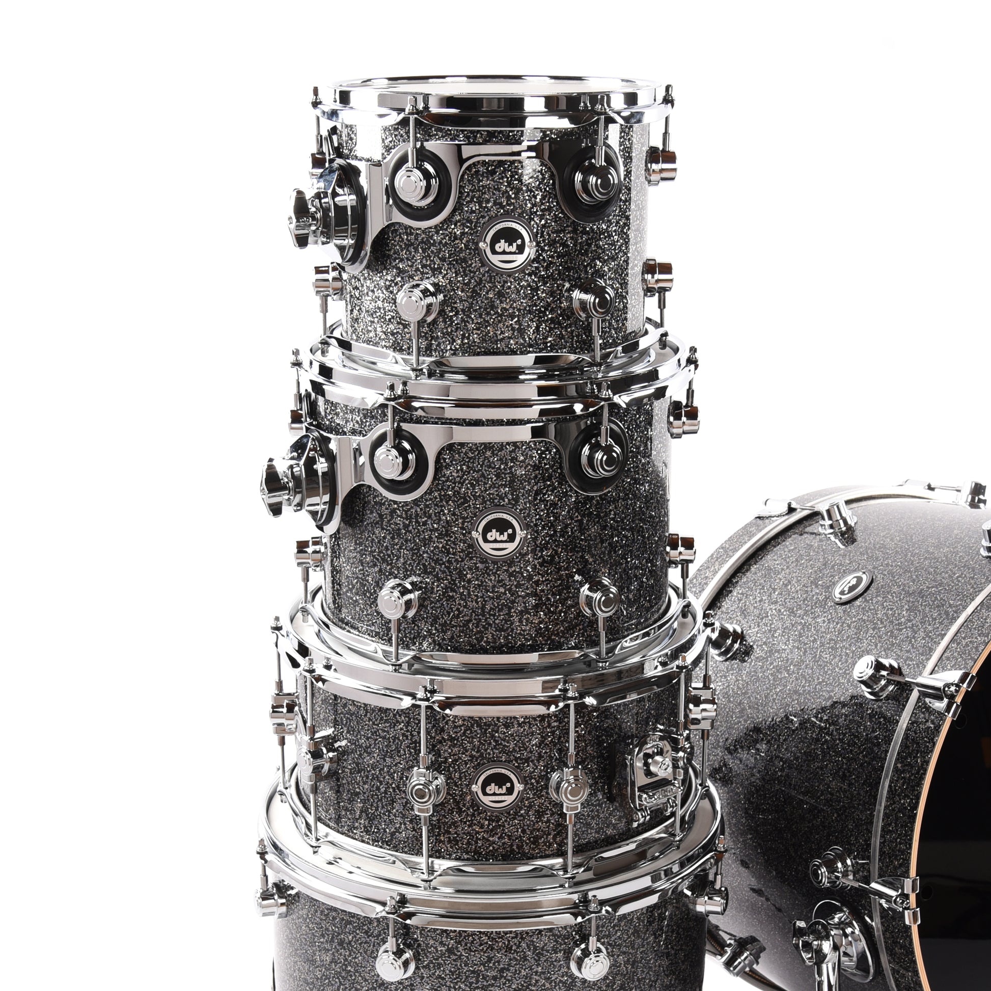 DW DWe 10/12/16/22/6.5x14 5pc Acoustic Electronic Shell Pack Black Galaxy Drums and Percussion / Acoustic Drums / Full Acoustic Kits