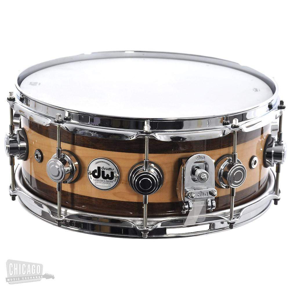 DW 5x14 Super Solid Edge Collector's Snare Drum Natural Lacquer over Maple w/Walnut Rings Drums and Percussion / Acoustic Drums / Snare