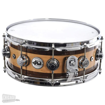 DW 5x14 Super Solid Edge Collector's Snare Drum Natural Lacquer over Maple w/Walnut Rings Drums and Percussion / Acoustic Drums / Snare